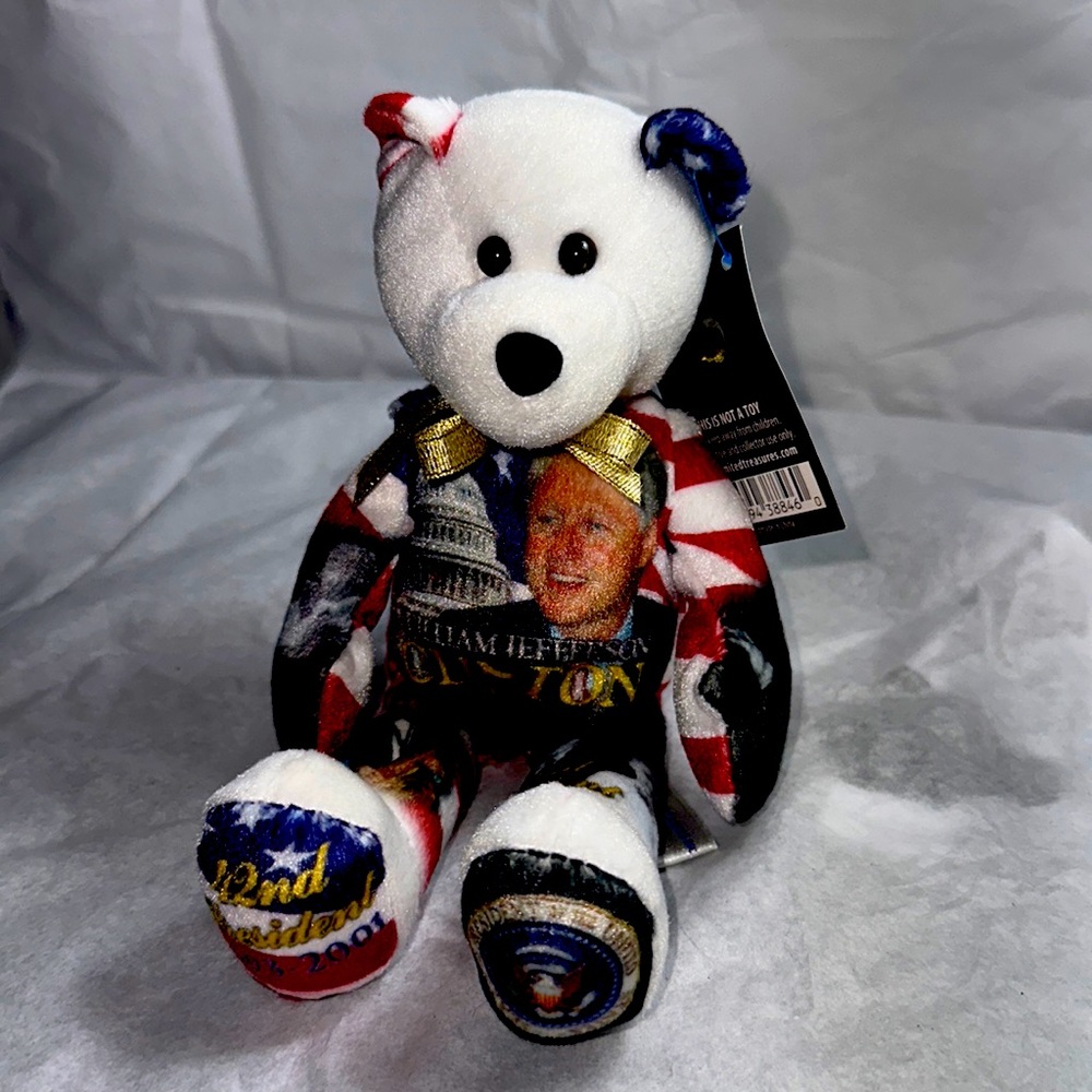 2006 PLUSH BILL CLINTON PRESIDENTIAL BEANIE BEAR - LIMITED TREASURES - NEW